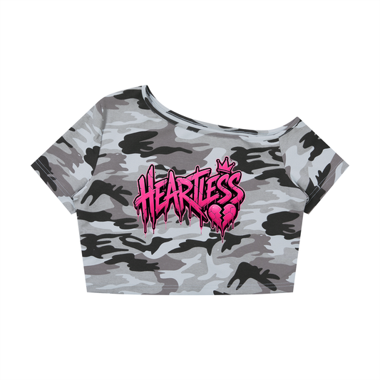 Women's Camo Off-Shoulder Crop T-Shirt