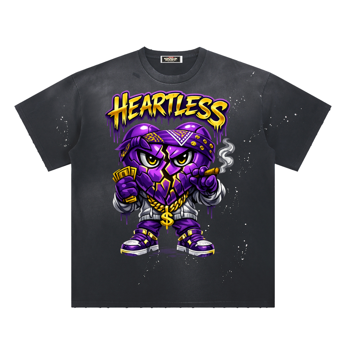 Hand-Frayed Sunfade Paint Splatter T-Shirt