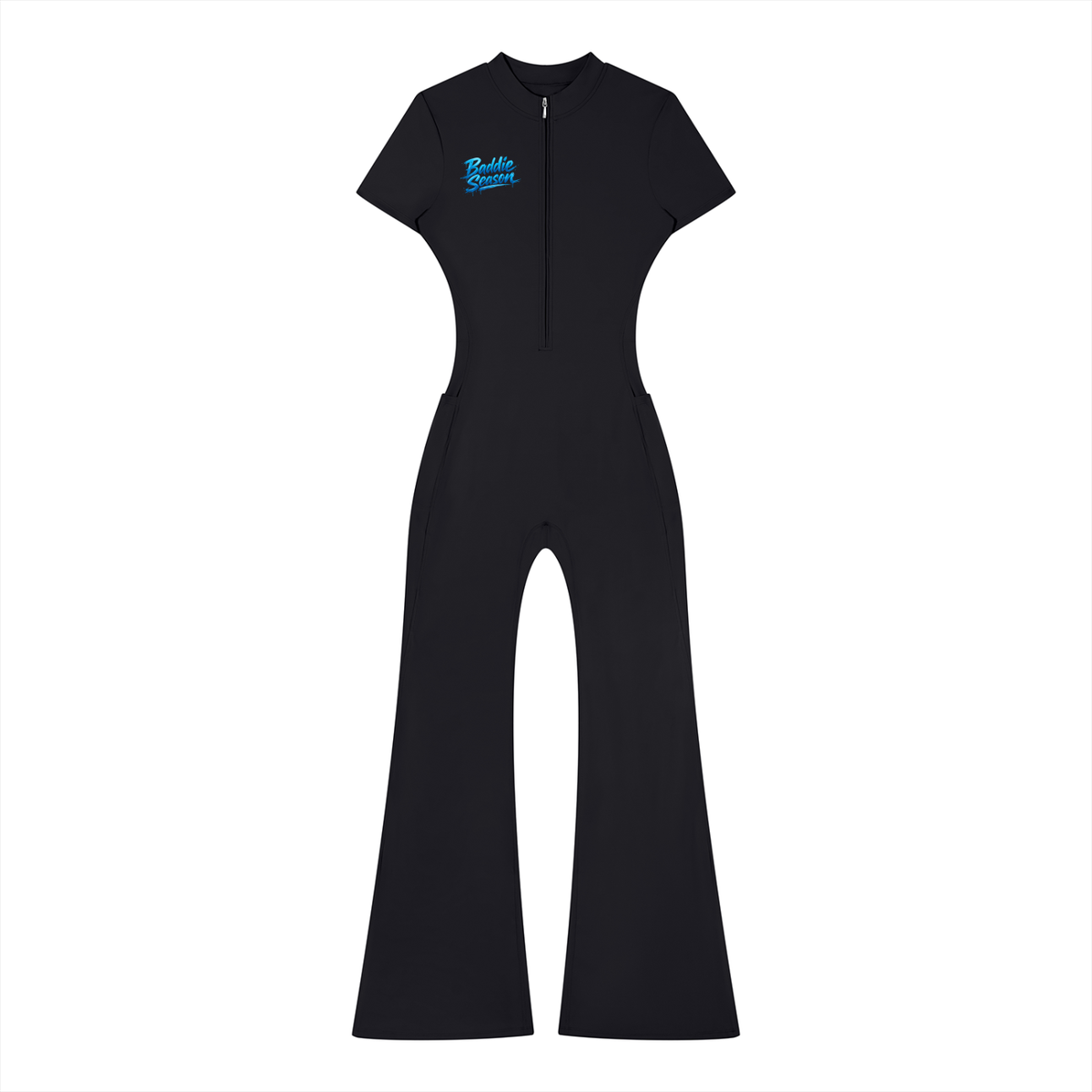 Women’s Tight Flared Leg Quarter-Zip Jumpsuit