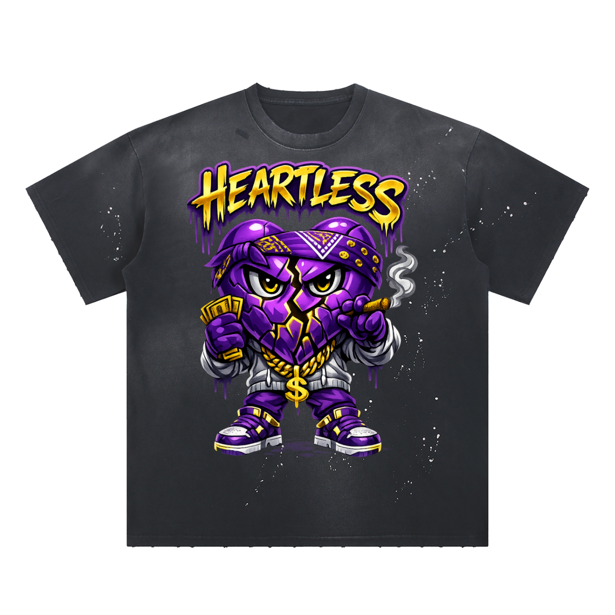 Hand-Frayed Sunfade Paint Splatter T-Shirt
