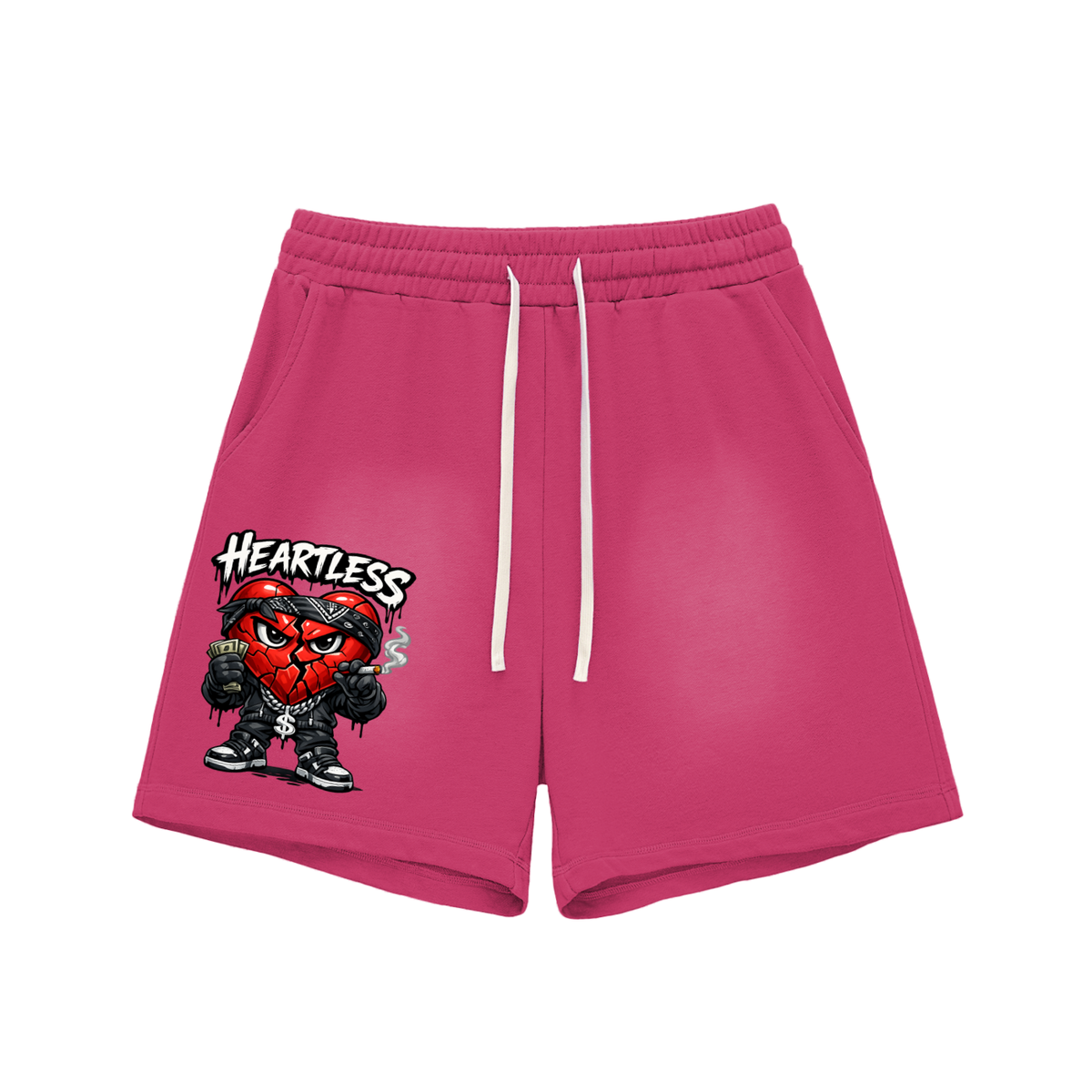 Sun Fade Raw Edge Cotton Shorts