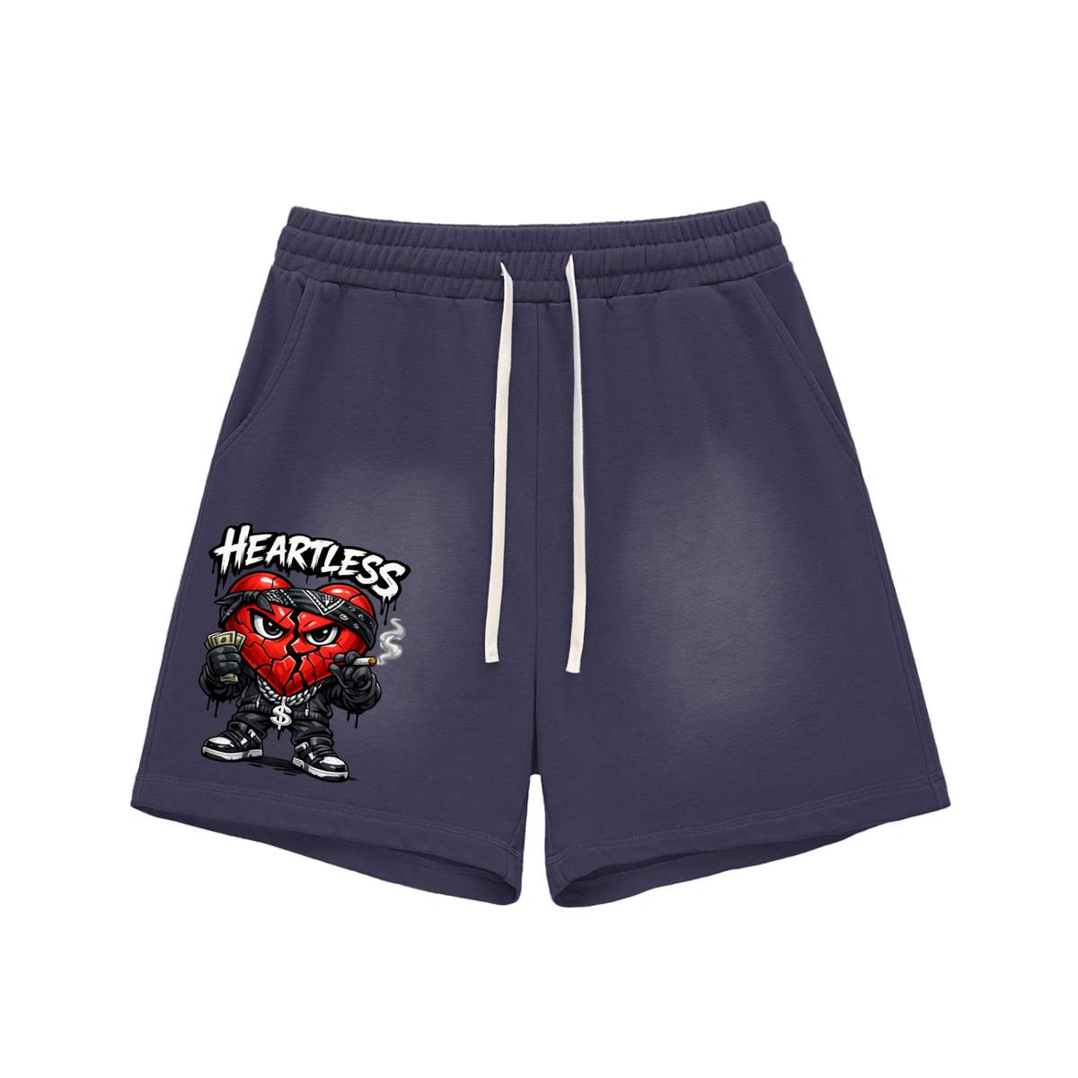 Sun Fade Raw Edge Cotton Shorts